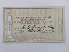 1874 UNION PACIFIC RAILROAD MILEAGE TICKET GOOD FOR 3000 MILES