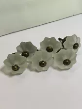 6 Frosted Glass Flower Cabinet Knobs Reclaimed Drawer Pulls Decorative Hardware