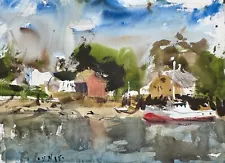 ROBERT JOYNER ORIGINAL Watercolor Maine Landscape Painting, Collectible Artwork