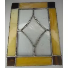 Stained Glass Window Pain - Yellow, Brown, and Clear Textured/Bubble Glass