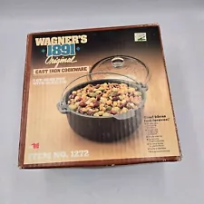 Vintage Wagner's 1891 Original Rare Cast Iron Cookware NOS No. 1272 2Qt Bean Pot