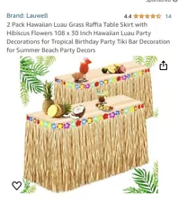 2 Luau Grass Table Skirt Natural 9 Feet X 29.5 InHawaiian Skirt For Tropical