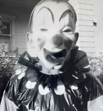 Original Vintage Photograph of KID IN CREEPY Clown HALLOWEEN COSTUME 1950s