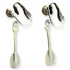 Clip On Cute Dangle Drop Spoon Blade Rowing Boat Oar Wire Earrings