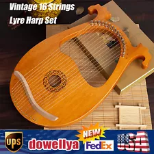 Vintage 16 Strings Lyre Harp Set Mahogany Body String Instrument for Beginners