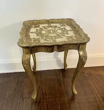 Vintage Italian Regency Gold Molded Resin Small Side Table Florentine