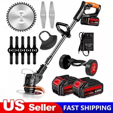 48V Cordless Weed Eater Electric Brush Cutter Lawn Edger Grass String Trimmer