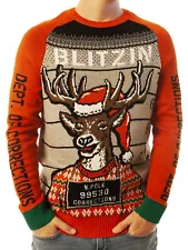 Ugly Christmas Party Sweater Unisex Men's Blitzin Arrested Long Sleeve