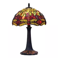 Dragonfly Stained Glass Table Desk Lamp Tiffany Style with 12" Wide Shade