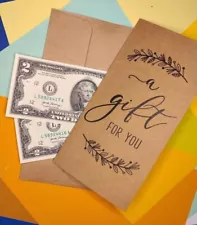 TWO DOLLAR BILLS FOR A PRESENT?  Unusual gift  Brand New  See Description  WOW