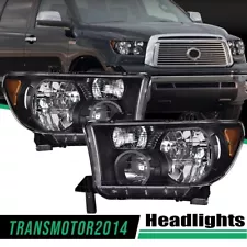 Fit For 2007-2013 Toyota Tundra 2008-2017 Sequoia Headlights LH+RH Black/Clear (For: 2008 Toyota Sequoia)