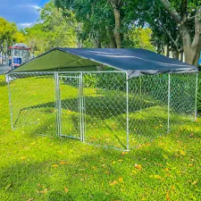 Pet Dog Run House Outdoor Kennel Shade Cage w/ Cover &door lock 10X10ft US