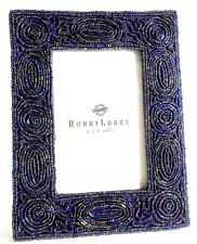 Hobby Lobby Peacock Blue Beaded Frame For 4" X 6" Photo Hanging Or Tabletop