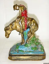 End Of The Trail Native American Warrior Rider on Horseback Vintage Bookend