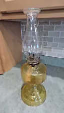 Eagle Etching Amber Glass Kerosene Oil Lamp