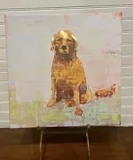 Becky Rebecca Kinkead “Golden Dog 2” EUC Wrapped Canvas 14” X 14”