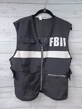 CSI Crime Scene FBI black Vest Zip Up Pockets Sz Adult Standard