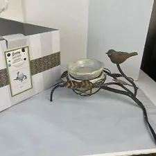 Scentsy NEST Nature Full Size Wax Warmer Retired New Metal & Ceramic Bird Finch