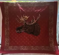 Ralph Lauren Moose Head Red Scarf. Ranch Style. Hunting Lodge. Mountain Cabin.