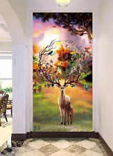 3D Fantasy Deer Antlers K438 Wallpaper Mural Self-adhesive Removable Sticker Kay