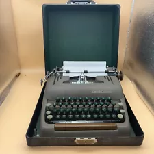 1949 Smith Corona Portable Sterling Typewriter Brown Green Keys Floating Shift