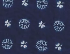 SHIBORI hand-dyed indigo/white cotton fabric 36" WIDE butterflies dandelions