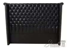 65087EC: RALPH LAUREN King Size Tufted Black Leather Bed Headboard