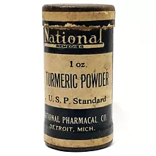 Antique Vtg National Pharmacal Co Remedies Turmeric Powder 1 Oz Box Can Contents