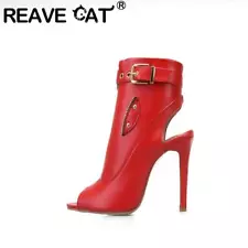 Reave Cat Summer Sandals Zipper Ankle Boots for Women 11cm Stiletto High Heels