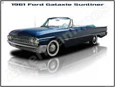 1961 Ford Galaxie Sunliner Convertible New Metal Sign: Pristine Restoration!