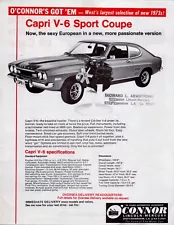 1973 Capri V-6 Sales Brochure O'Connor Lincoln - Mercury Crenshaw Los Angeles