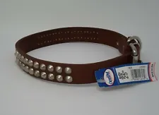 #126 BULLY LEATHER COLLAR W/STUDS 25 INCHES / FREE BRASS NAMEPLATE