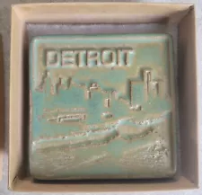 Pewabic Pottery 4x4 Tile Detroit Skyline Arts & Crafts Millennium 2000 FREEUSHIP