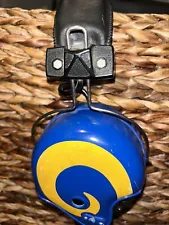 WORKS Vtg Los Angeles Rams Helmet AM Radio 6 Transistor Headphones Headset NFL