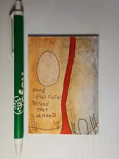 e9Art ACEO 'some eggs flew before they hatched' outsider art brut naive