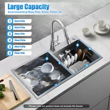 30" Drop-in Kitchen Sink Double Bowls Sink Stainless Steel Dishwasher Home Use