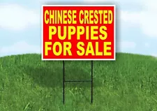 Chinese Crested PUPPIES FOR SALE YELLOW RED Yard Sign Road with Stand LAWN SIGN