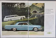 1963 Chevrolet Impala Sport Coupe & Bel Air Station Wagon Cars 2 Page Print Ad