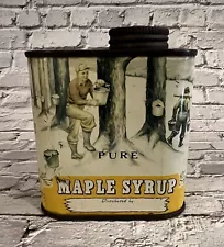 Vintage 22 oz Pure Maple Syrup Metal Tin Can w/ Screw-On Cap (Empty)