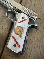 ￼RARE 1911 Vintage Mexican-Made Pearl /Gold Inlay Colt 38 Super & 45