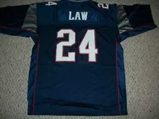 TY LAW Unsigned Custom New England Blue Sewn Football Jersey Sizes S-3XL