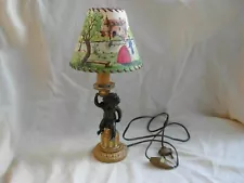 ANTIQUE FRENCH GILT BRONZE TABLE LAMP WITH SHADE,CHERUB,EARLY 20th CENTURY.