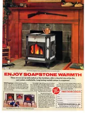 WOODSTOCK SOAPSTONE Wood Stoves 1989 Vintage Print Ad Original Man Cave Decor