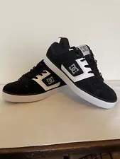 SALE! DC Shoes Pure Black/White Leather Skateboarding Sneakers Shoes Mens Sz 9.5