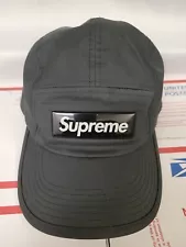 Supreme Chino Cap Black/Shiny Box Logo Snapback Camp Vinyl Hat MINT CONDITION