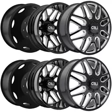 (Set of 6) 24" Inch Cali Off-Road Invader Dually 8x6.5" Black/Milled Wheels Rims