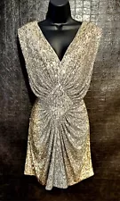 BALMAIN gold SEQUIN cocktail Dress. NWT