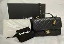 NWT CHANEL Caviar Black Flap Bag With Top Handle, Small 22KðBEAUTIFUL BAGð