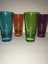 4 Beautiful Highball Glasses Multi-Color In Excellent Condition Thick Bottom