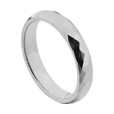 4mm Tungsten Carbide Men Women Wedding Band White Prism Argyle Diamond Facet